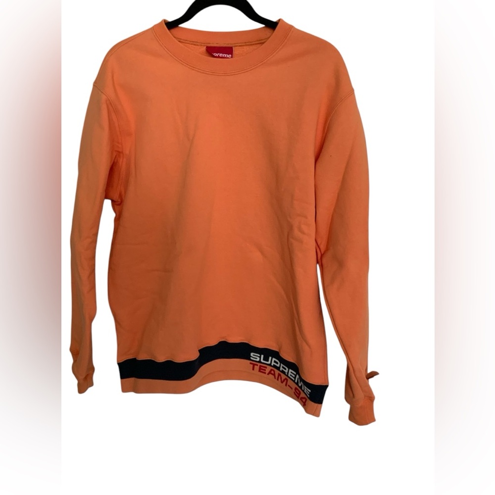 AUTHENTIC  Supreme Rib Stripe Crewneck Sweatshirt Orange Medium